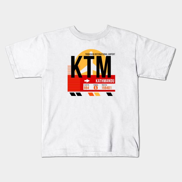 Kathmandu (KTM) Airport // Sunset Baggage Tag Kids T-Shirt by Now Boarding